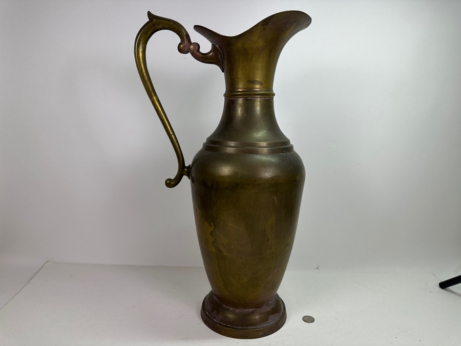 Large Brass Ewer Vessel With Handle 23'H [Photo 8]
