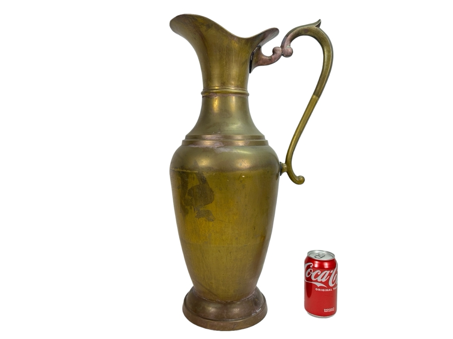 Large Brass Ewer Vessel With Handle 23'H [Photo 1]