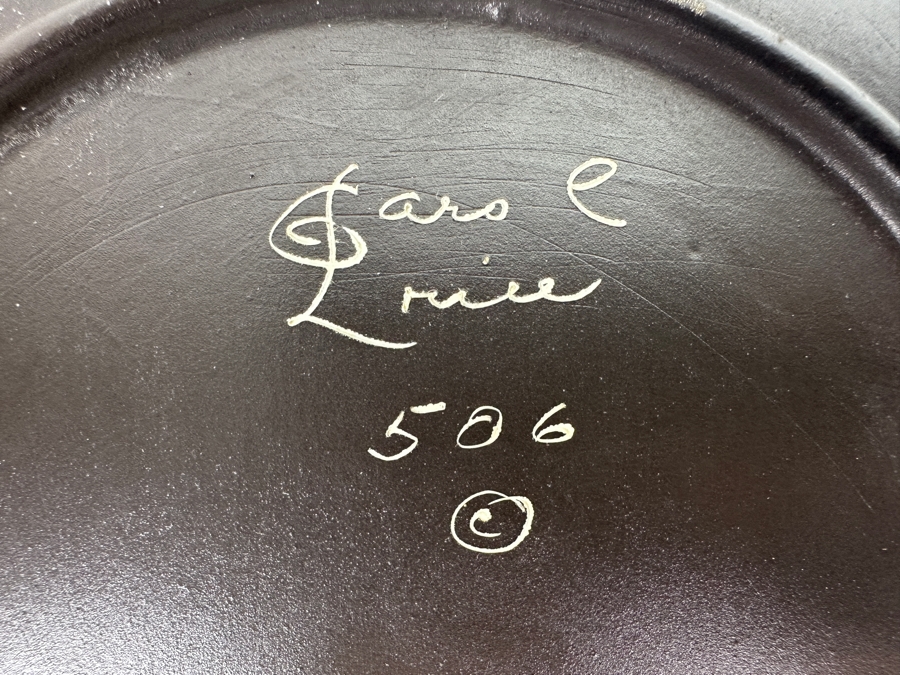 Signed Mid-Century Art Pottery Serving Charger Plate With Wave Motif 16.75W [Photo 5]