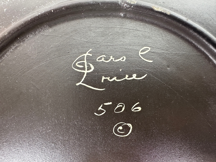 Signed Mid-Century Art Pottery Serving Charger Plate With Wave Motif 16.75W [Photo 6]