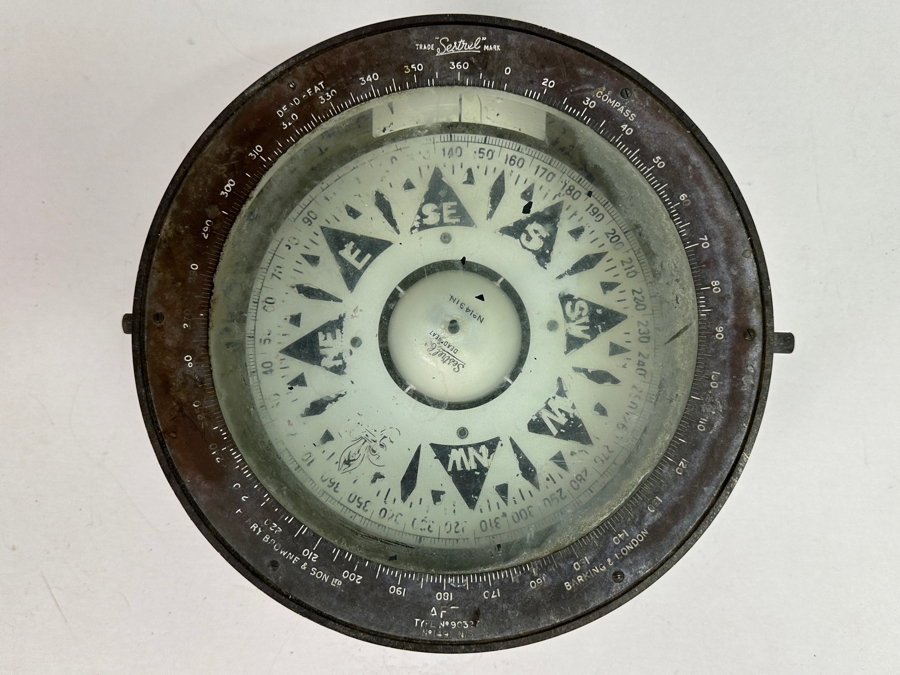 Vintage Nautical Ship's Sestrel Co Henry Browne & So Ltd Dead-Beat No. 1491N Maritime Compass Barking & London Working 10'W X 5.5'H [Photo 3]