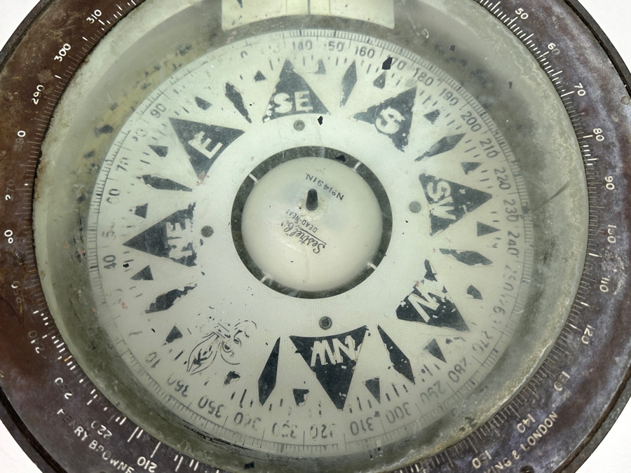 Vintage Nautical Ship's Sestrel Co Henry Browne & So Ltd Dead-Beat No. 1491N Maritime Compass Barking & London Working 10'W X 5.5'H [Photo 6]