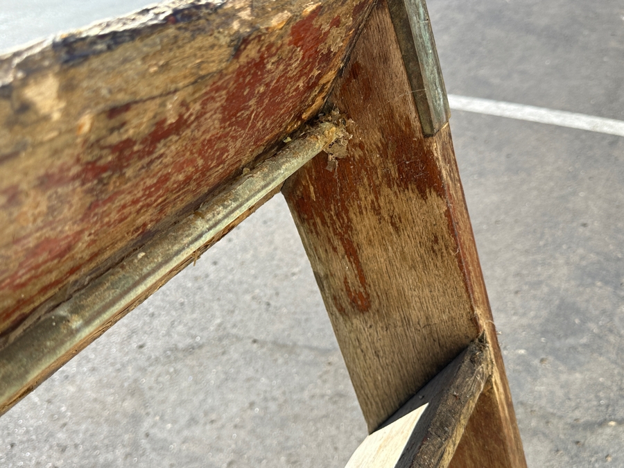 Vintage Heavy Duty Wooden / Metal Ship's 3-Step Ladder [Photo 8]