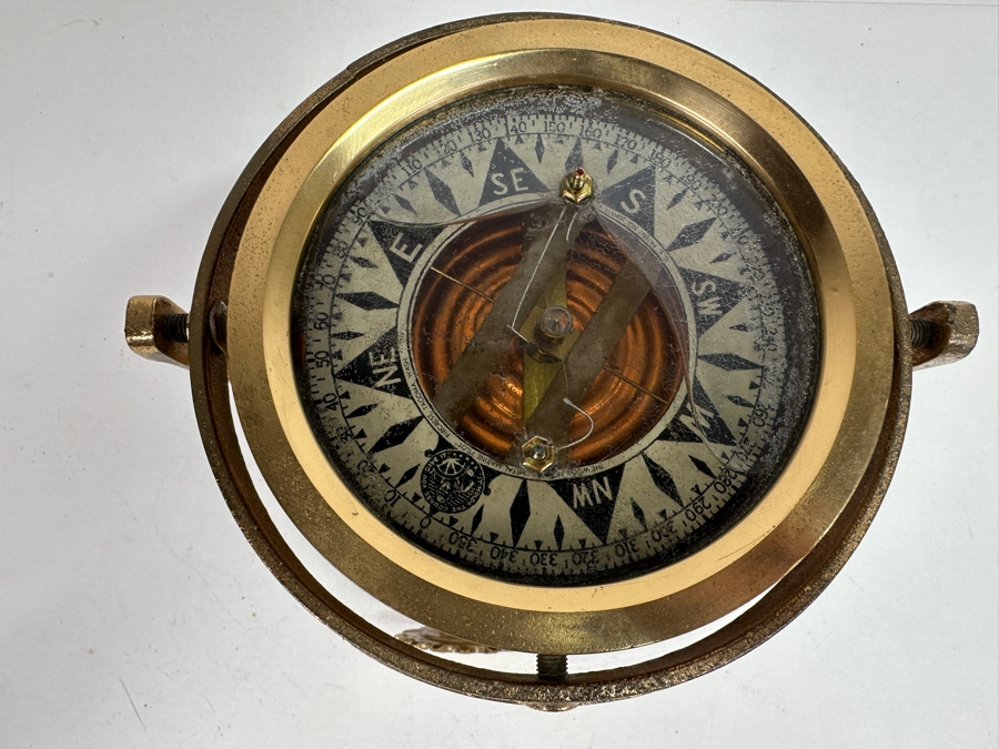 Vintage The Wood Freeman 'Metal Marine Pilot' Fircrest Tacoma, WA 'It Holds The Course You Give It' Brass Compass 7.5W X 7D X 9.25H [Photo 6]