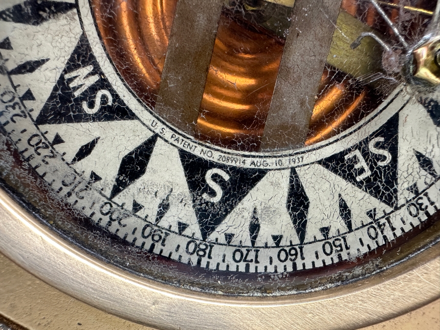 Vintage The Wood Freeman 'Metal Marine Pilot' Fircrest Tacoma, WA 'It Holds The Course You Give It' Brass Compass 7.5W X 7D X 9.25H [Photo 13]