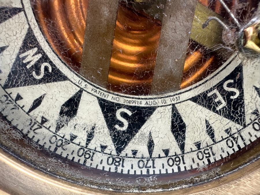Vintage The Wood Freeman 'Metal Marine Pilot' Fircrest Tacoma, WA 'It Holds The Course You Give It' Brass Compass 7.5W X 7D X 9.25H [Photo 14]