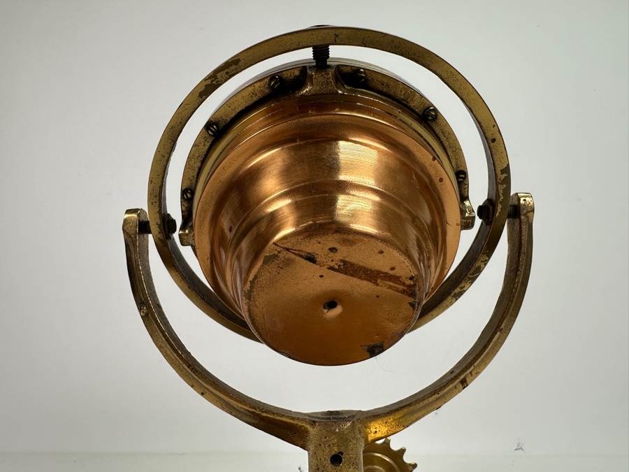 Vintage The Wood Freeman 'Metal Marine Pilot' Fircrest Tacoma, WA 'It Holds The Course You Give It' Brass Compass 7.5W X 7D X 9.25H [Photo 20]