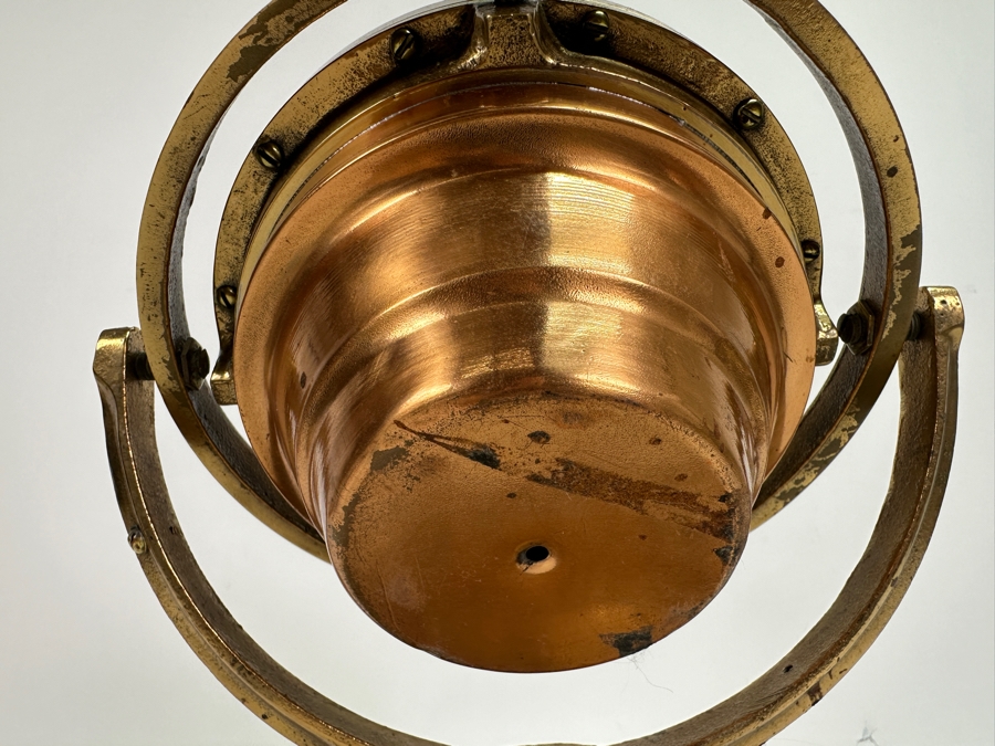 Vintage The Wood Freeman 'Metal Marine Pilot' Fircrest Tacoma, WA 'It Holds The Course You Give It' Brass Compass 7.5W X 7D X 9.25H [Photo 21]