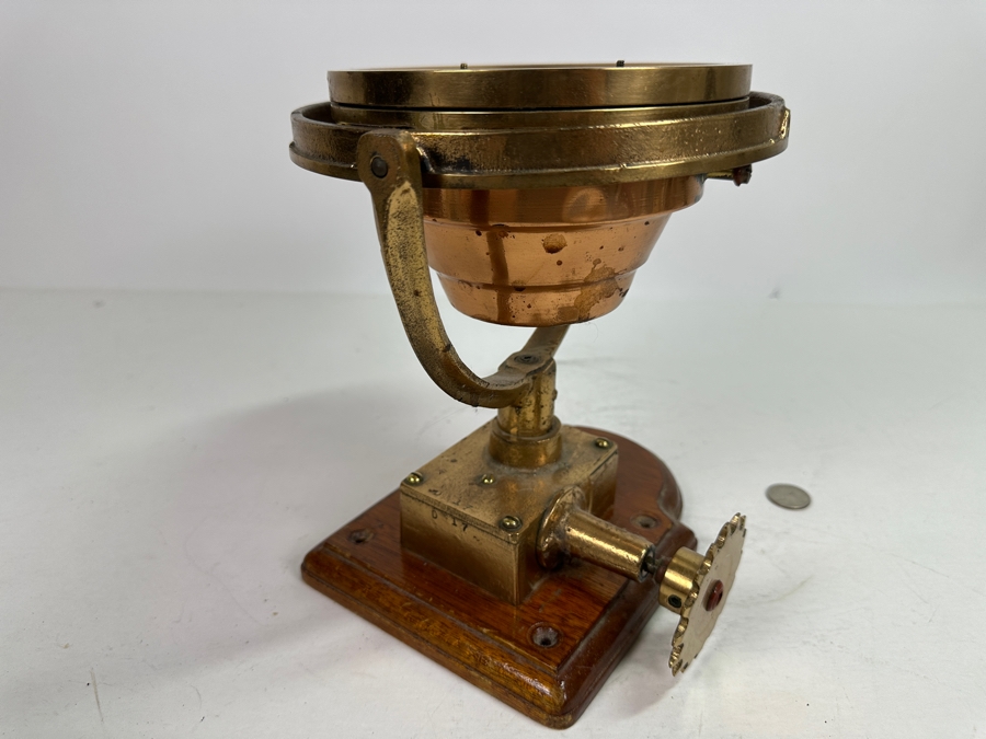 Vintage The Wood Freeman 'Metal Marine Pilot' Fircrest Tacoma, WA 'It Holds The Course You Give It' Brass Compass 7.5W X 7D X 9.25H [Photo 15]