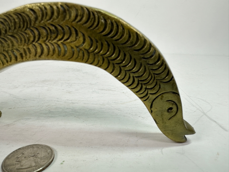 Vintage Solid Brass Fish Motif Door Knocker 9L [Photo 4]