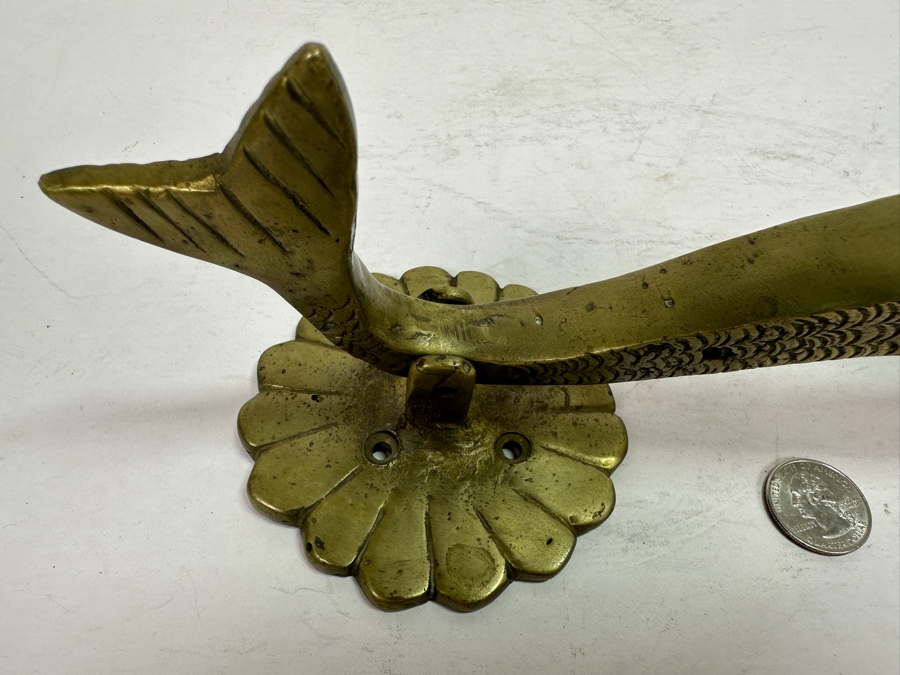 Vintage Solid Brass Fish Motif Door Knocker 9L [Photo 5]