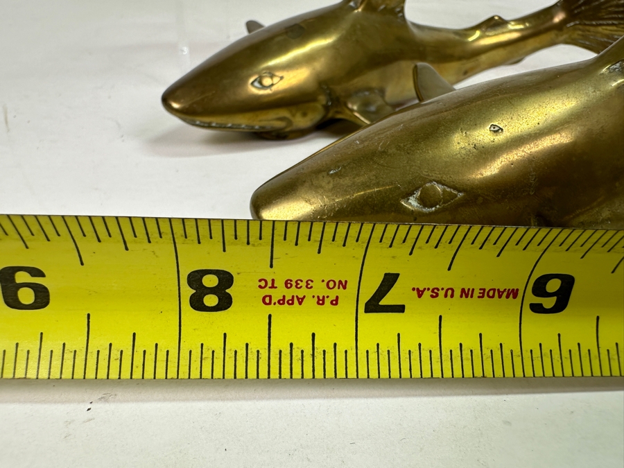 Vintage Brass Dolphin 10'L & Pair Of Shark Figurines 7.5'L [Photo 8]