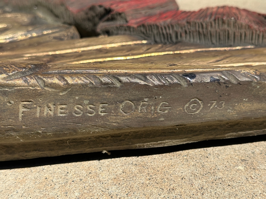 RARE Huge Vintage 1973 Finesse Orig FIBERGLASS Hand Painted 6' Wingspan Architectural American Eagle & Shield 6'W X 30'H X 10'D [Photo 16]