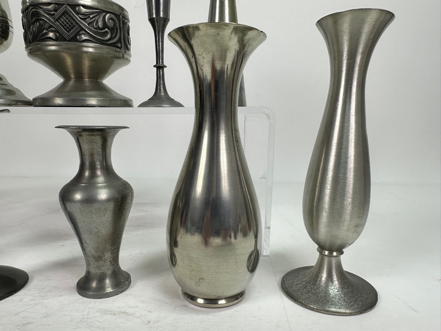 Eleven Vintage Pewter Vases Lot - See Photos [Photo 4]