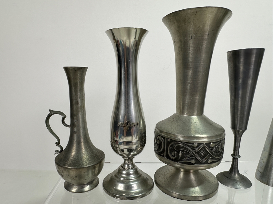 Eleven Vintage Pewter Vases Lot - See Photos [Photo 5]