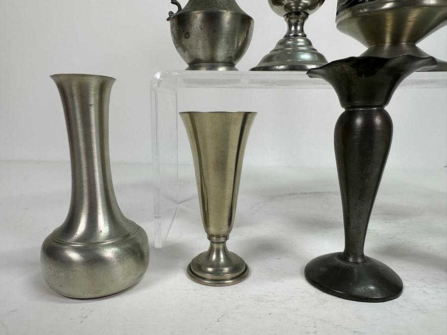 Eleven Vintage Pewter Vases Lot - See Photos [Photo 3]