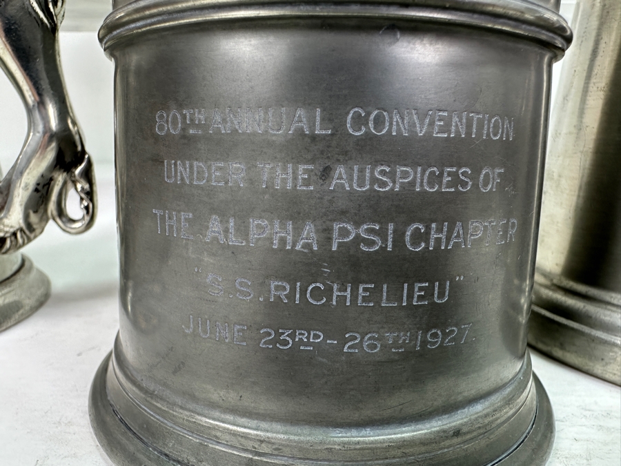 Ten Vintage Pewter Tankards Glass Bottom Lot [Photo 4]