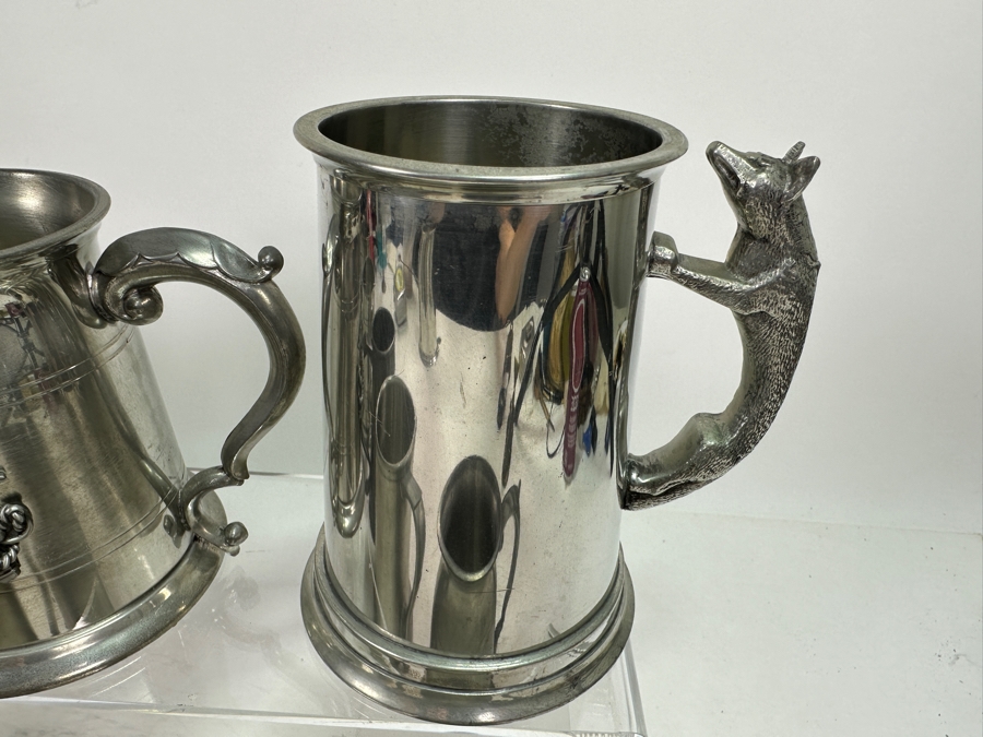 Ten Vintage Pewter Tankards Glass Bottom Lot [Photo 9]