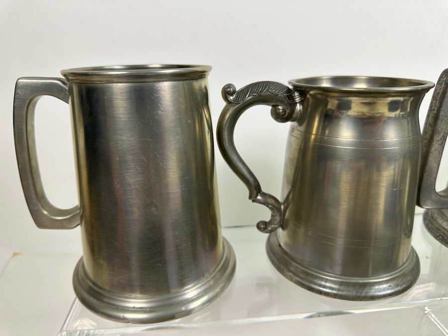 Ten Vintage Pewter Tankards Glass Bottom Lot [Photo 10]