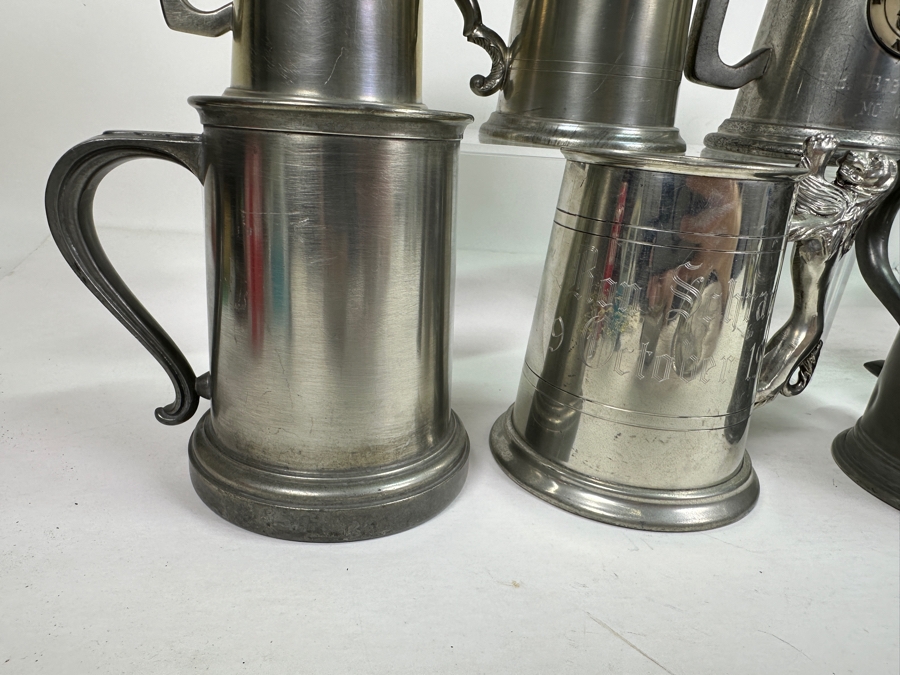 Ten Vintage Pewter Tankards Glass Bottom Lot [Photo 11]