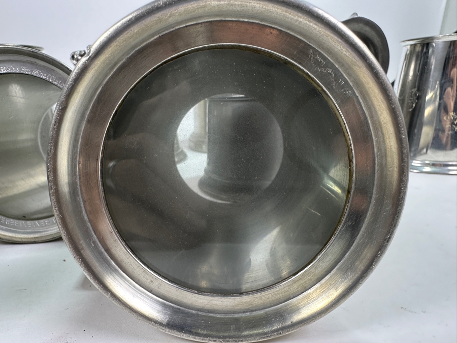 Ten Vintage Pewter Tankards Glass Bottom Lot [Photo 21]