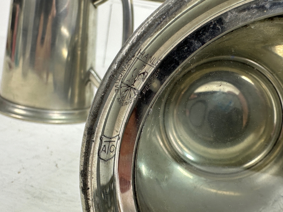 Five Vintage Pewter Tankards With Lids Lot [Photo 9]