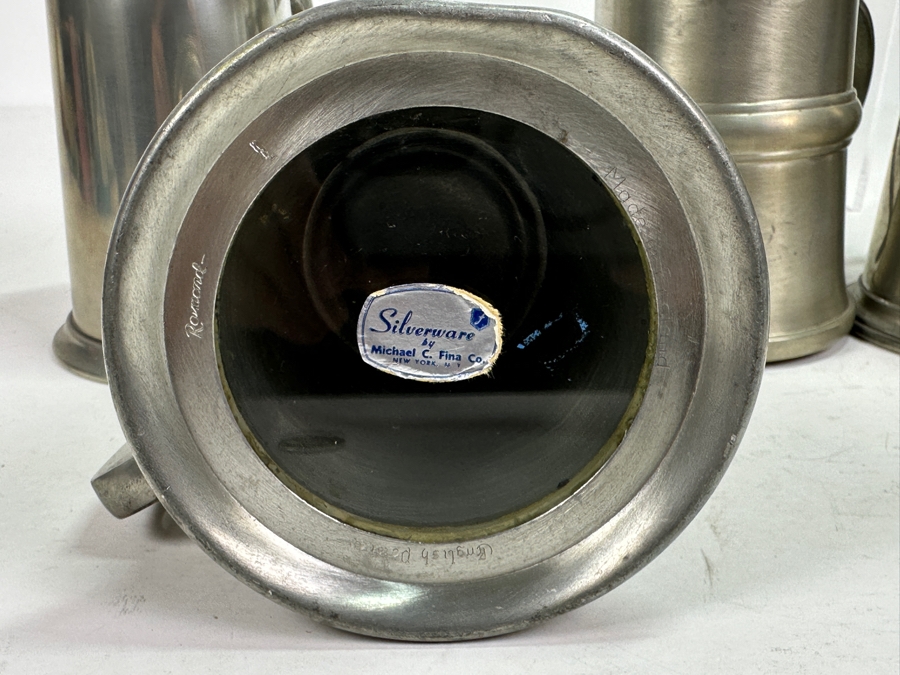 Five Vintage Pewter Tankards With Lids Lot [Photo 13]