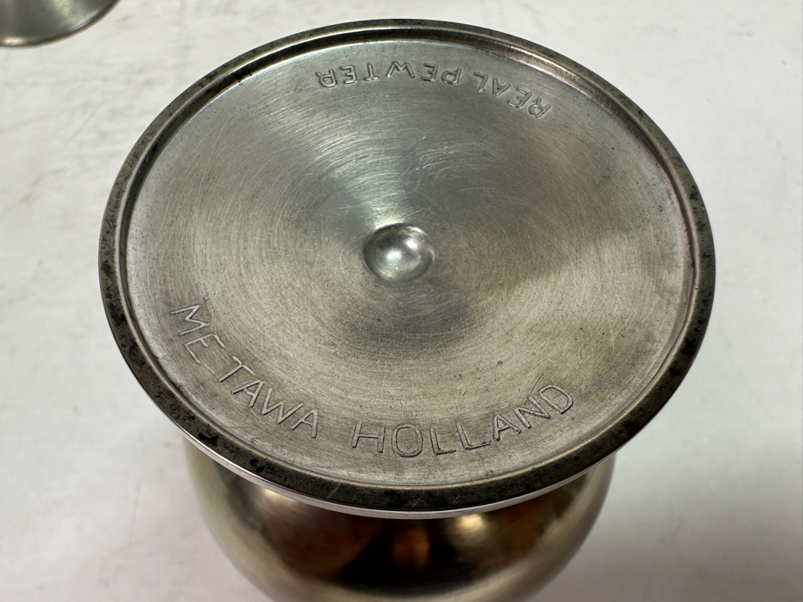 Seven Vintage Pewter Goblets Stemware Glasses - See Photos [Photo 5]