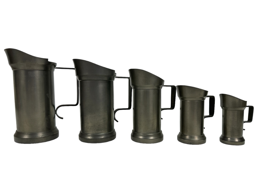 Vintage Pewter Holland Graduated Pitchers Measuring Cups [Photo 1]