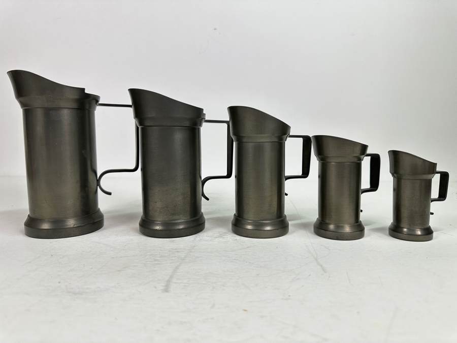 Vintage Pewter Holland Graduated Pitchers Measuring Cups [Photo 2]