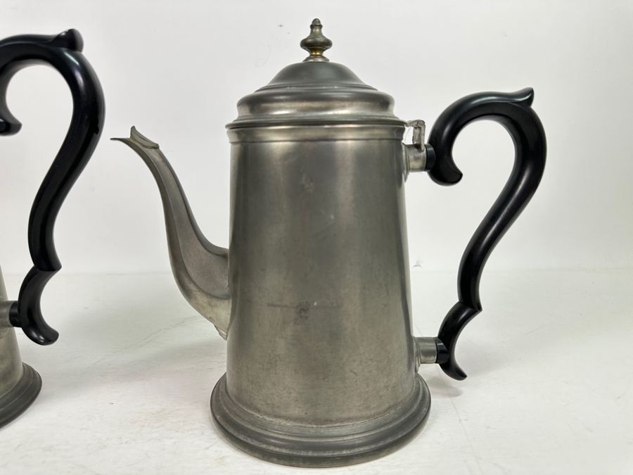Pair Of Vintage International Pewter Teapots 11H & 9.5H [Photo 3]