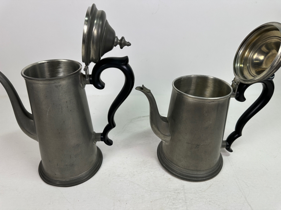 Pair Of Vintage International Pewter Teapots 11H & 9.5H [Photo 5]
