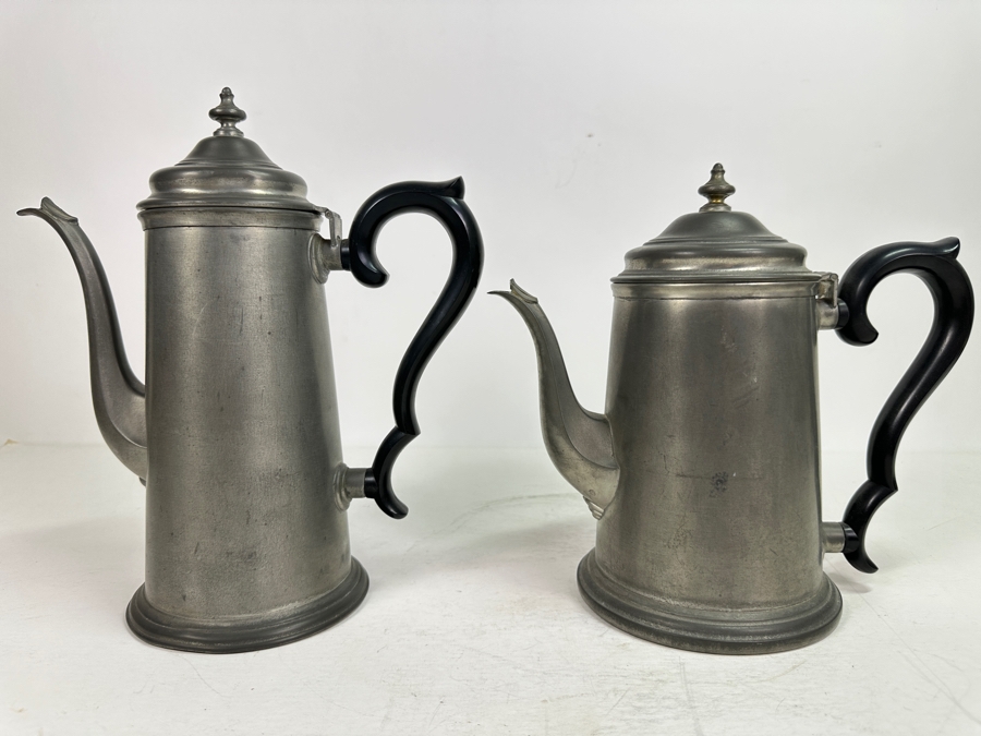 Pair Of Vintage International Pewter Teapots 11H & 9.5H [Photo 2]