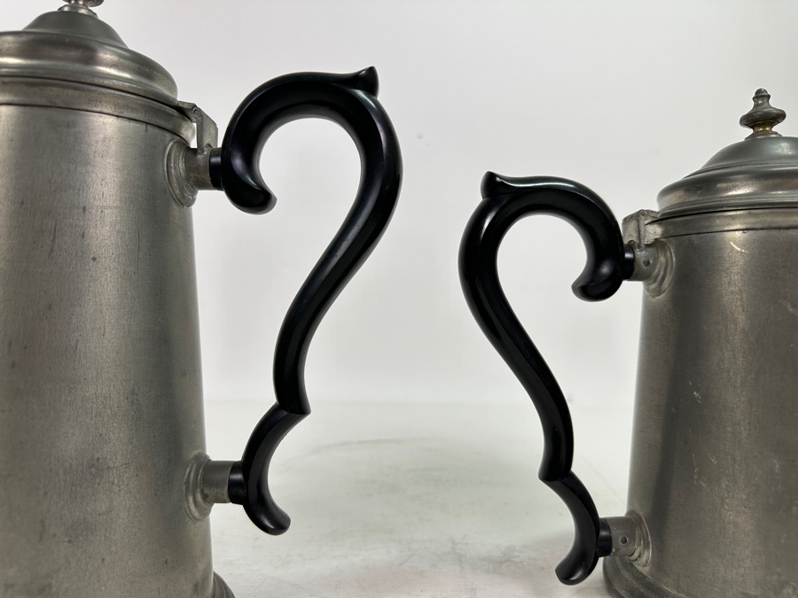 Pair Of Vintage International Pewter Teapots 11H & 9.5H [Photo 10]