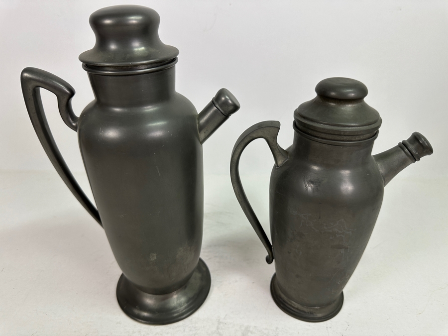 Pair Of Vintage Pewter Pitchers 10H & 12H [Photo 3]