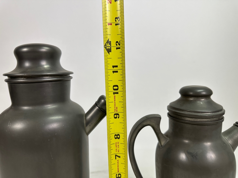 Pair Of Vintage Pewter Pitchers 10H & 12H [Photo 10]