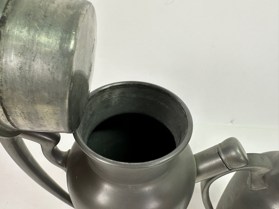 Pair Of Vintage Pewter Pitchers 10H & 12H [Photo 4]