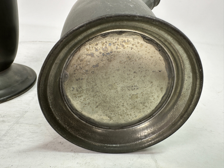 Pair Of Vintage Pewter Pitchers 10H & 12H [Photo 7]