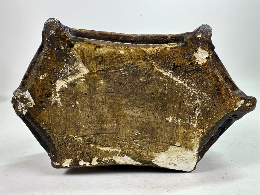 Large Vintage Polychrome Plaster Antique Virgin Mary Madonna With Child Statue Flanders Lion Written In Dutch Is 'Holy Mother Protect Our Flanders' 22'H [Photo 14]