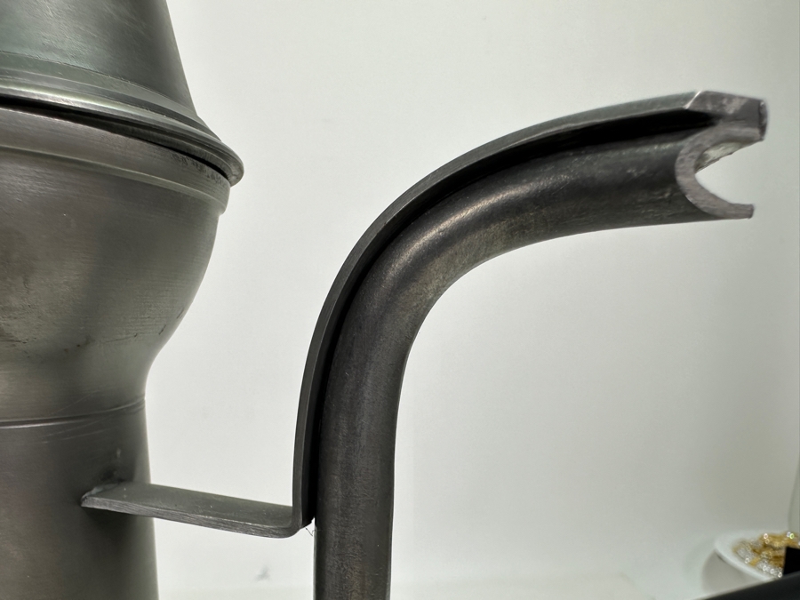 Vintage Pewter Handled Pitcher Vessel With Lid 12.5H & Vintage Pewter Oil Lamp 6H [Photo 7]