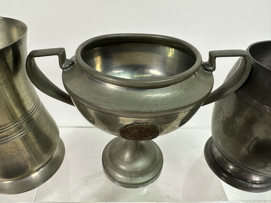 Vintage Pewter Tankard Lot With Antique 1910 Trophy [Photo 7]