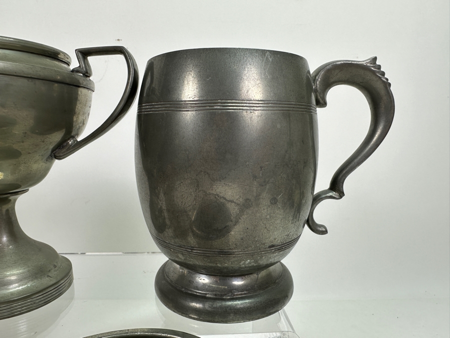 Vintage Pewter Tankard Lot With Antique 1910 Trophy [Photo 8]