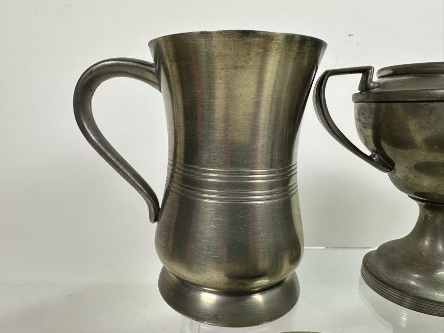 Vintage Pewter Tankard Lot With Antique 1910 Trophy [Photo 9]
