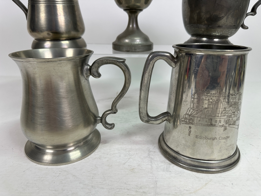 Vintage Pewter Tankard Lot With Antique 1910 Trophy [Photo 10]