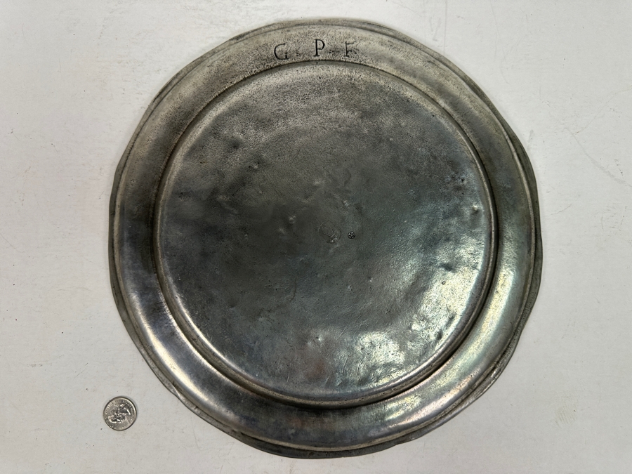 Antique Pewter Hallmarked Plate Dish 12.5W [Photo 4]