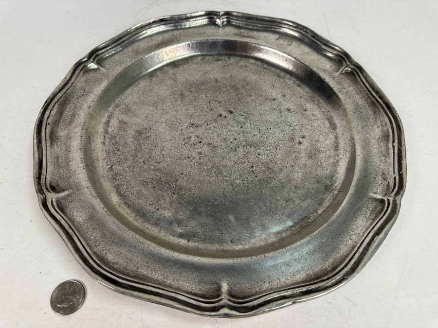 Antique Pewter Hallmarked Plate Dish 12.5W [Photo 3]