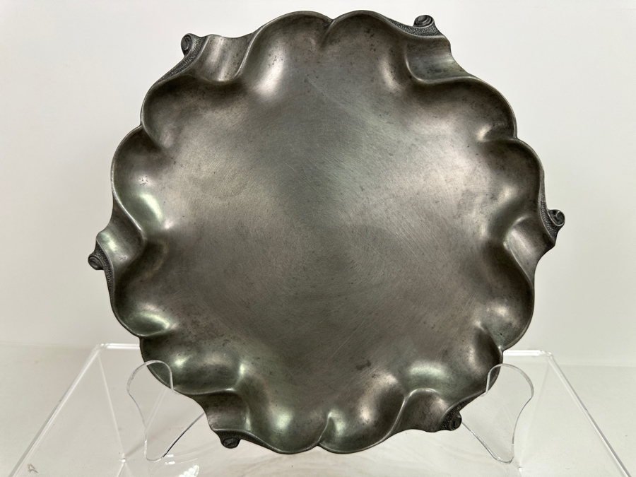 Vintage Pewter Italian Plate, Old English Pewter Pitcher & Colonial Pewter Burbank Calif. Bowl With Attached Underplate [Photo 3]