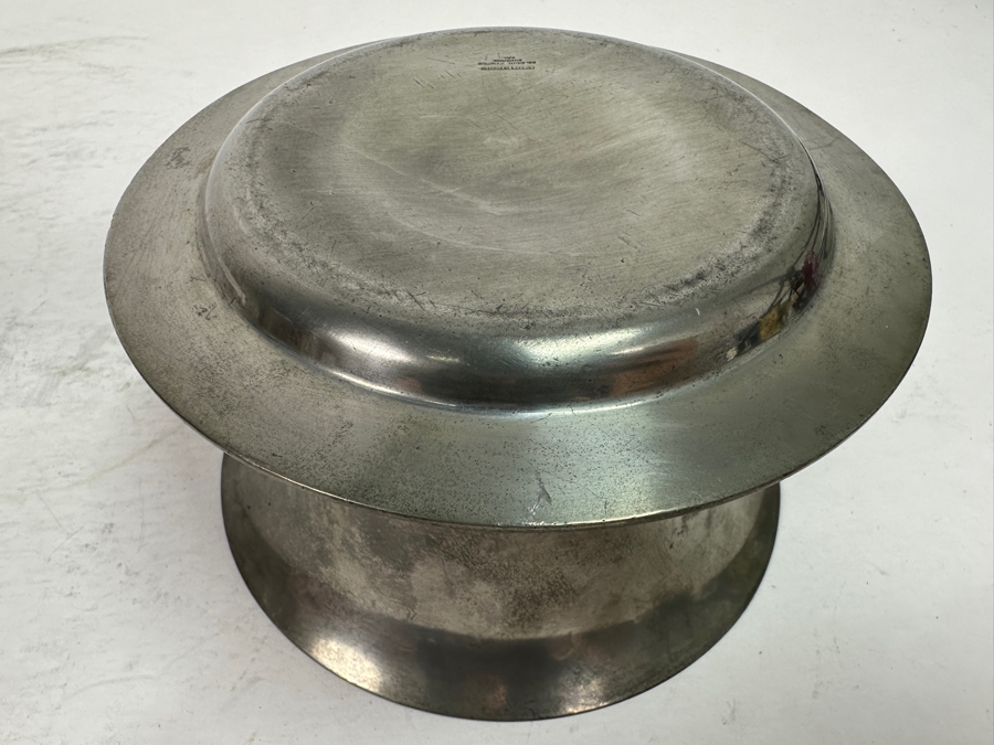 Vintage Pewter Italian Plate, Old English Pewter Pitcher & Colonial Pewter Burbank Calif. Bowl With Attached Underplate [Photo 10]