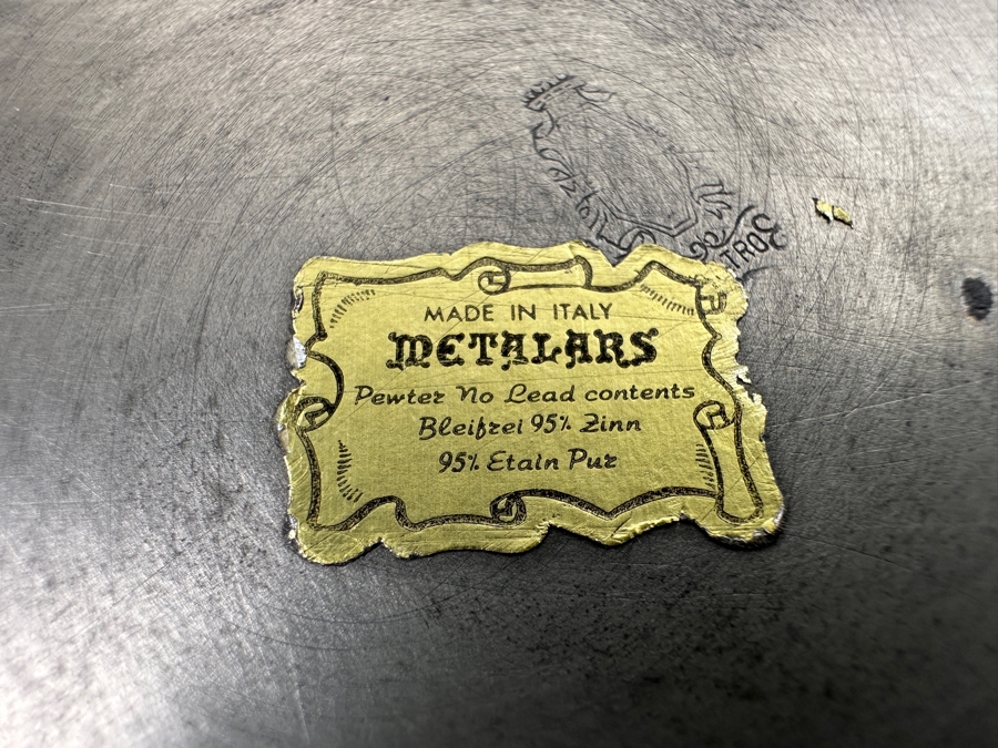 Vintage Pewter Italian Plate, Old English Pewter Pitcher & Colonial Pewter Burbank Calif. Bowl With Attached Underplate [Photo 4]