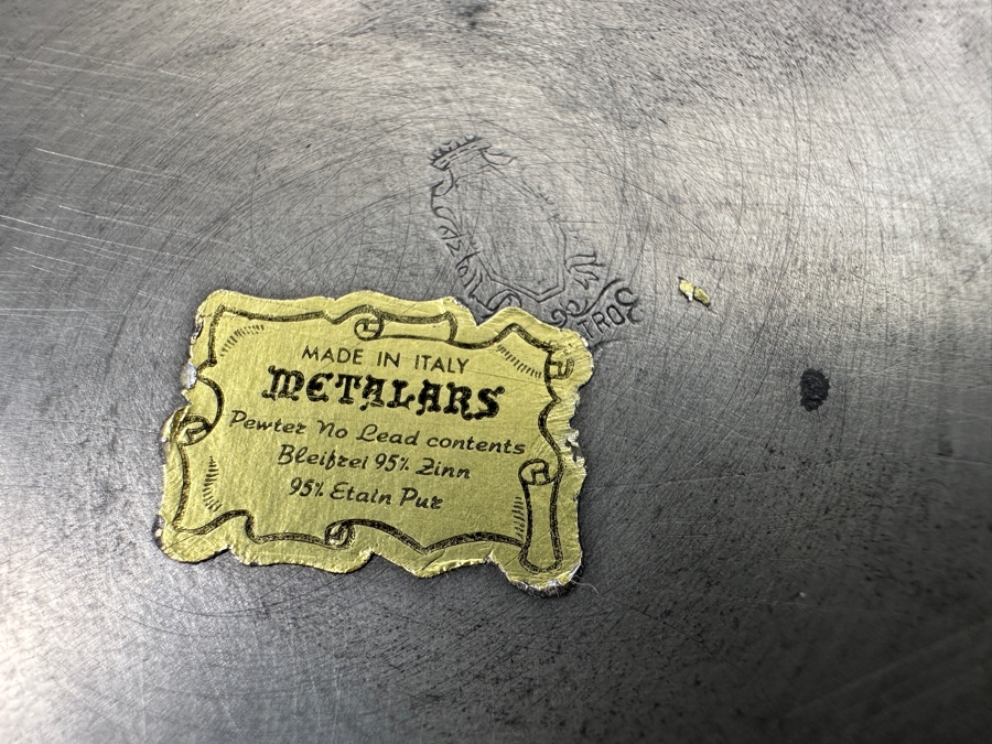 Vintage Pewter Italian Plate, Old English Pewter Pitcher & Colonial Pewter Burbank Calif. Bowl With Attached Underplate [Photo 5]